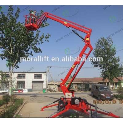 Hydraulic rotating extendable trailer boom lift platform